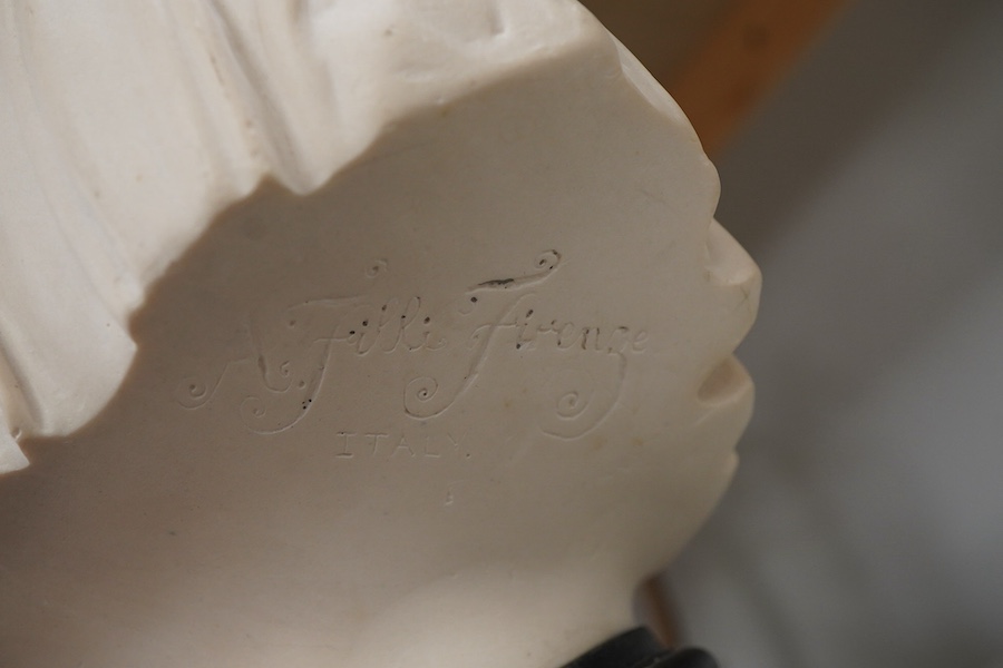 After Raffaele Monti (Italian, 1818-1881), a composition bust of ‘The Veiled Bride’, 36cm